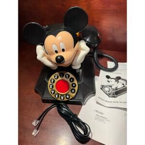 VTG Disney Mickey Mouse Desk Telephone With Box Corded Landline by Telemania